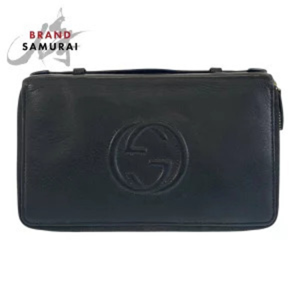 GUCCI Soho Black Leather Long Wallet Organizer Travel Case